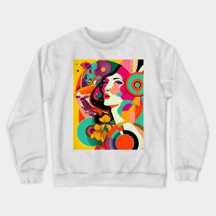 Abstract pop art style woman portrait Crewneck Sweatshirt